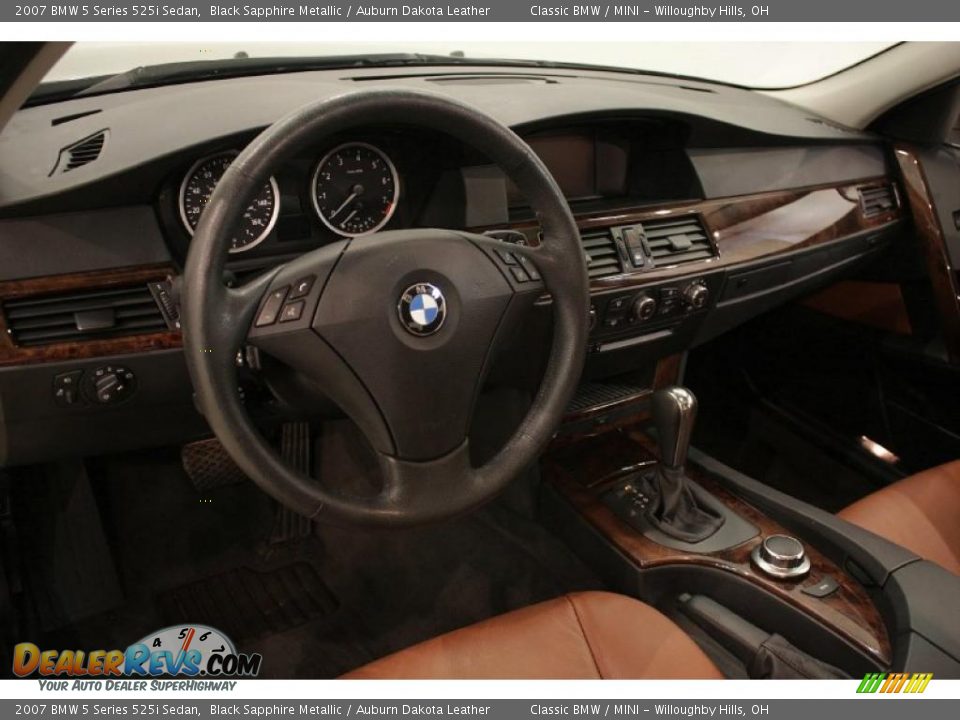 2007 BMW 5 Series 525i Sedan Black Sapphire Metallic / Auburn Dakota Leather Photo #12
