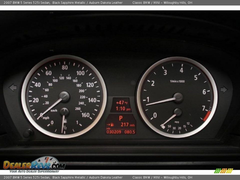2007 BMW 5 Series 525i Sedan Black Sapphire Metallic / Auburn Dakota Leather Photo #16