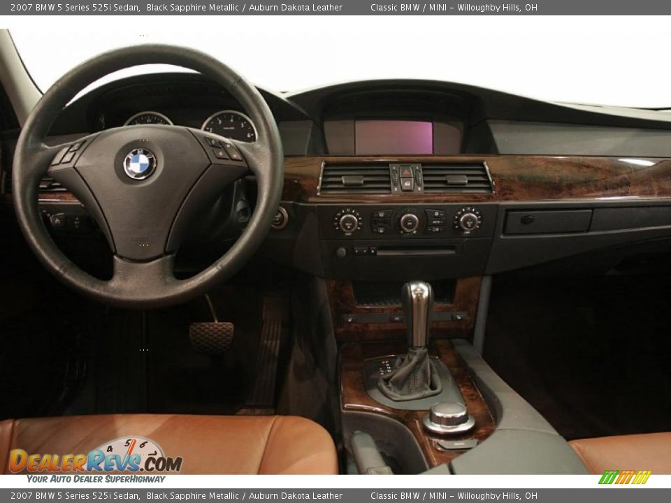 2007 BMW 5 Series 525i Sedan Black Sapphire Metallic / Auburn Dakota Leather Photo #28
