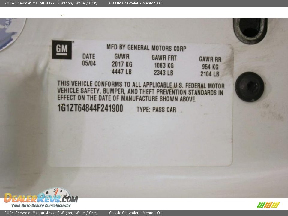 2004 Chevrolet Malibu Maxx LS Wagon White / Gray Photo #24