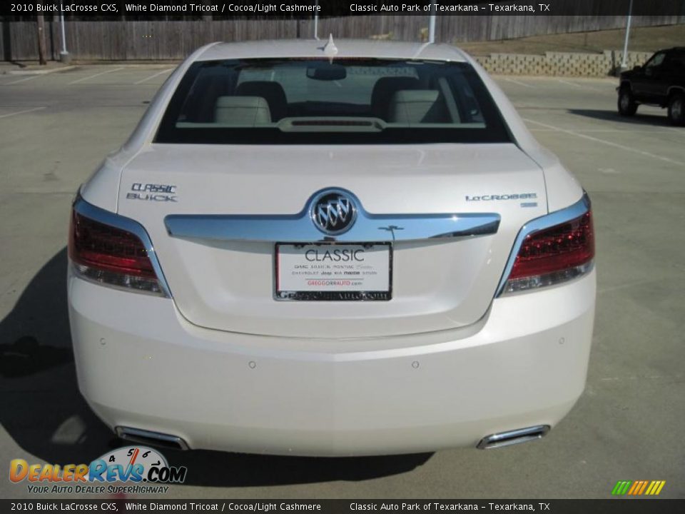2010 Buick LaCrosse CXS White Diamond Tricoat / Cocoa/Light Cashmere Photo #6