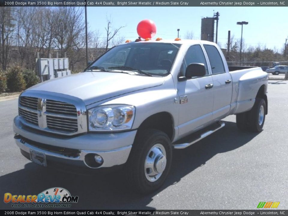 2008 Dodge Ram 3500 Big Horn Edition Quad Cab 4x4 Dually Bright Silver Metallic / Medium Slate Gray Photo #1