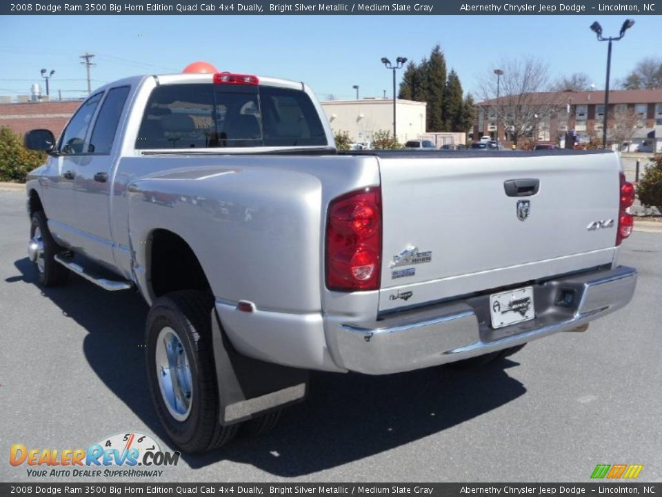 2008 Dodge Ram 3500 Big Horn Edition Quad Cab 4x4 Dually Bright Silver Metallic / Medium Slate Gray Photo #2