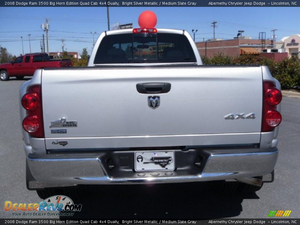 2008 Dodge Ram 3500 Big Horn Edition Quad Cab 4x4 Dually Bright Silver Metallic / Medium Slate Gray Photo #3