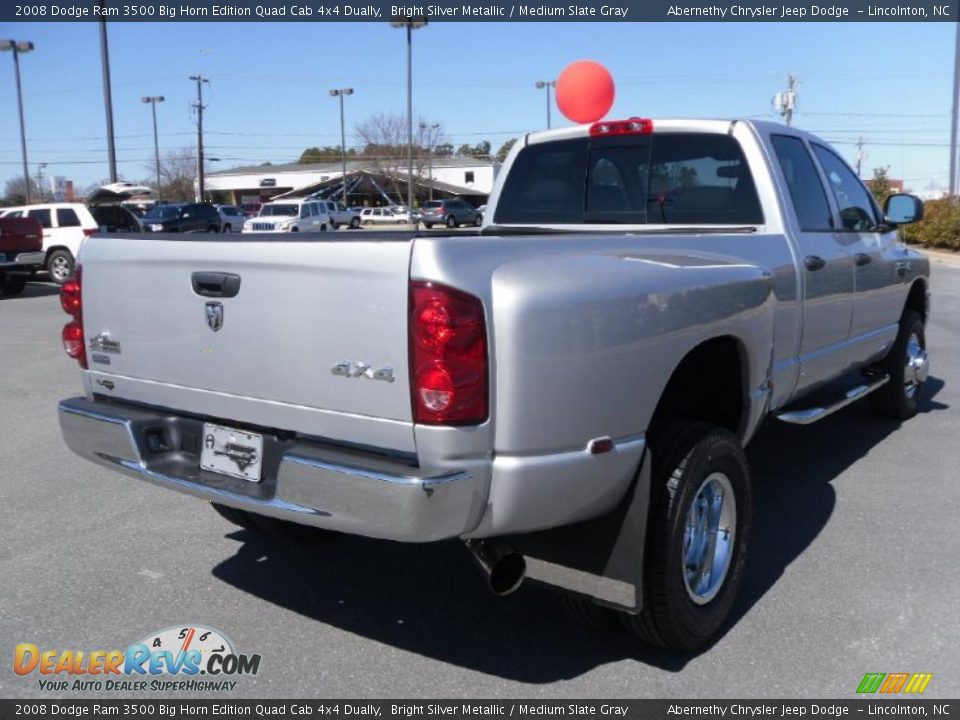2008 Dodge Ram 3500 Big Horn Edition Quad Cab 4x4 Dually Bright Silver Metallic / Medium Slate Gray Photo #4