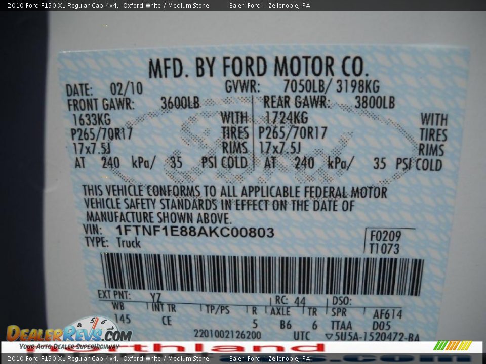 2010 Ford F150 XL Regular Cab 4x4 Oxford White / Medium Stone Photo #13