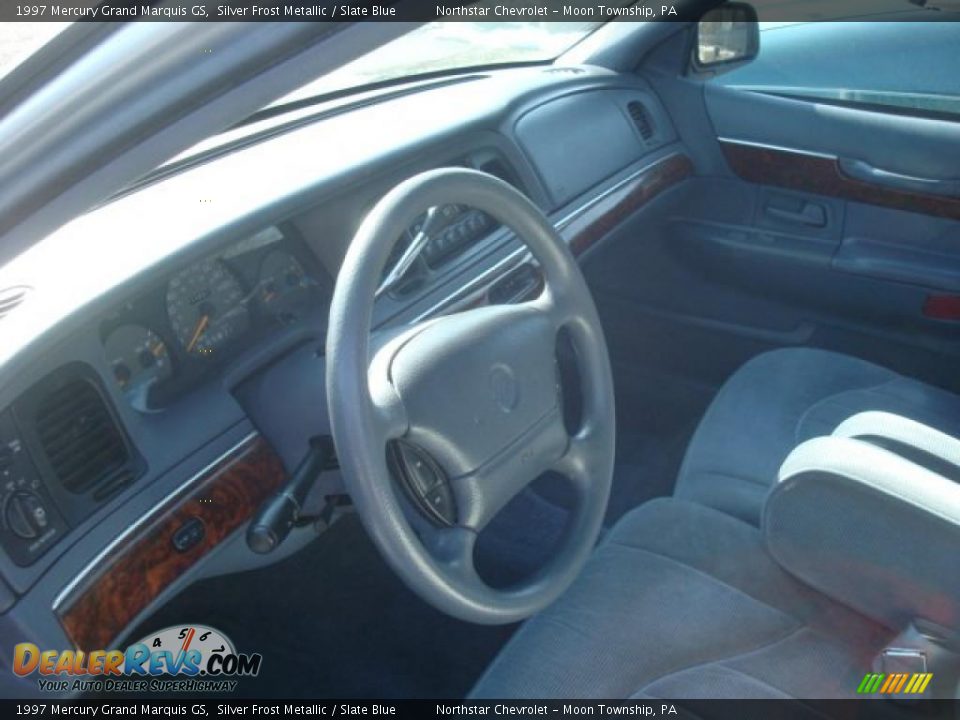 1997 Mercury Grand Marquis GS Silver Frost Metallic / Slate Blue Photo #11