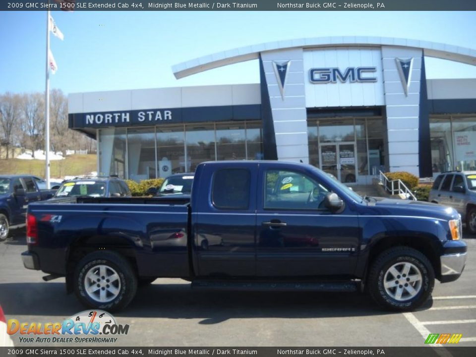 2009 GMC Sierra 1500 SLE Extended Cab 4x4 Midnight Blue Metallic / Dark Titanium Photo #1