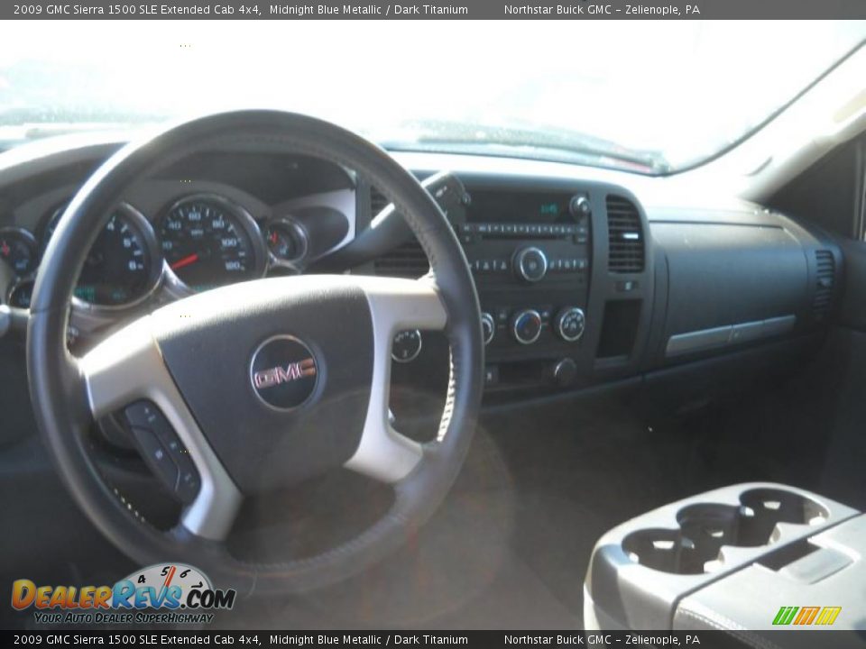 2009 GMC Sierra 1500 SLE Extended Cab 4x4 Midnight Blue Metallic / Dark Titanium Photo #12