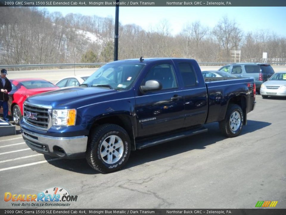 2009 GMC Sierra 1500 SLE Extended Cab 4x4 Midnight Blue Metallic / Dark Titanium Photo #14