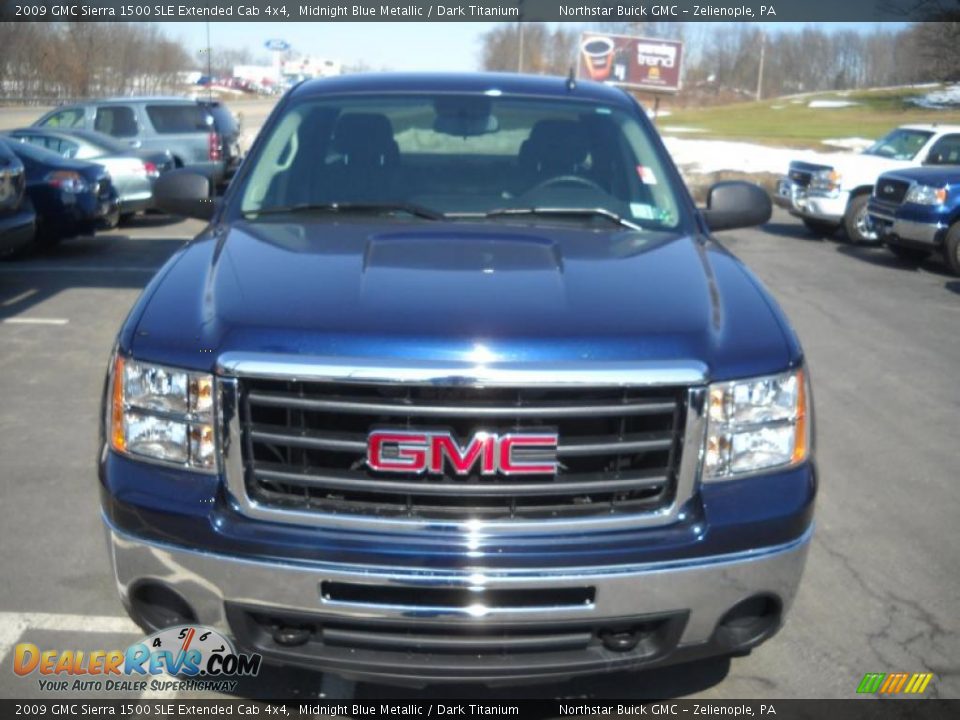 2009 GMC Sierra 1500 SLE Extended Cab 4x4 Midnight Blue Metallic / Dark Titanium Photo #15