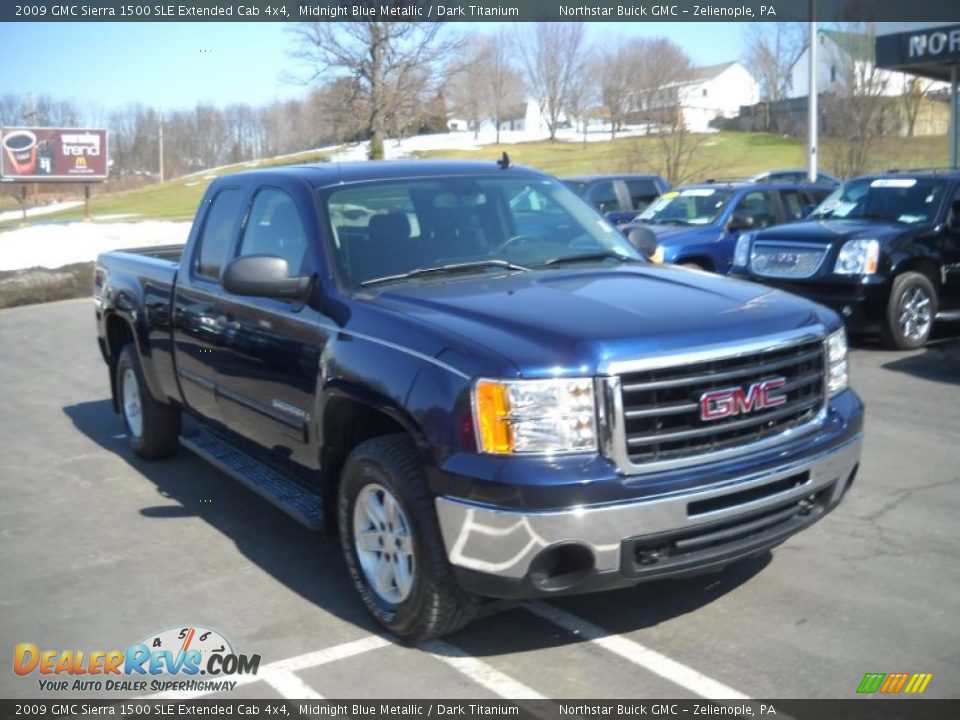 2009 GMC Sierra 1500 SLE Extended Cab 4x4 Midnight Blue Metallic / Dark Titanium Photo #16