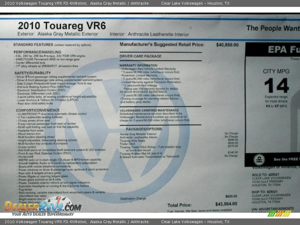 2010 Volkswagen Touareg VR6 FSI 4XMotion Alaska Gray Metallic / Anthracite Photo #19