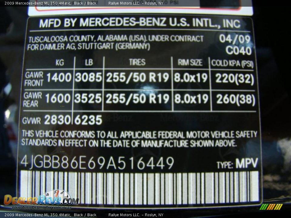 2009 Mercedes-Benz ML 350 4Matic Black / Black Photo #15