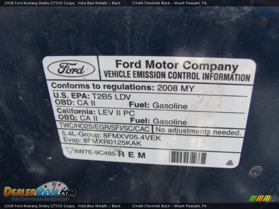 2008 Ford Mustang Shelby GT500 Coupe Vista Blue Metallic / Black Photo #24