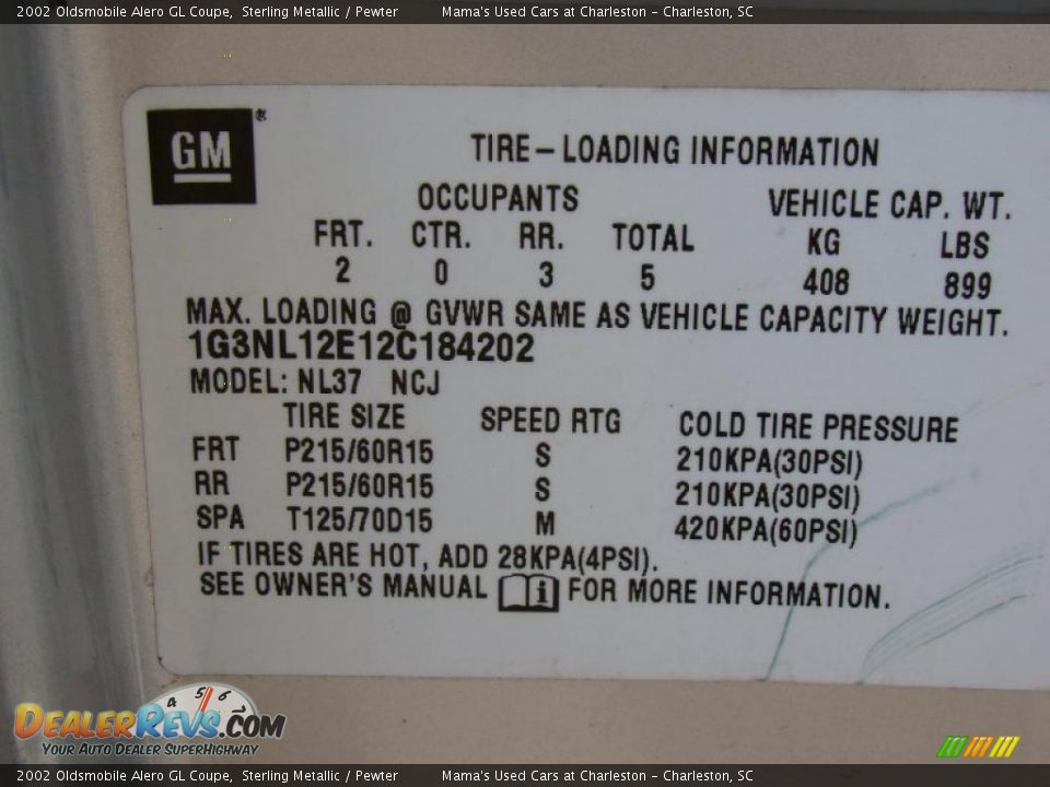 2002 Oldsmobile Alero GL Coupe Sterling Metallic / Pewter Photo #24
