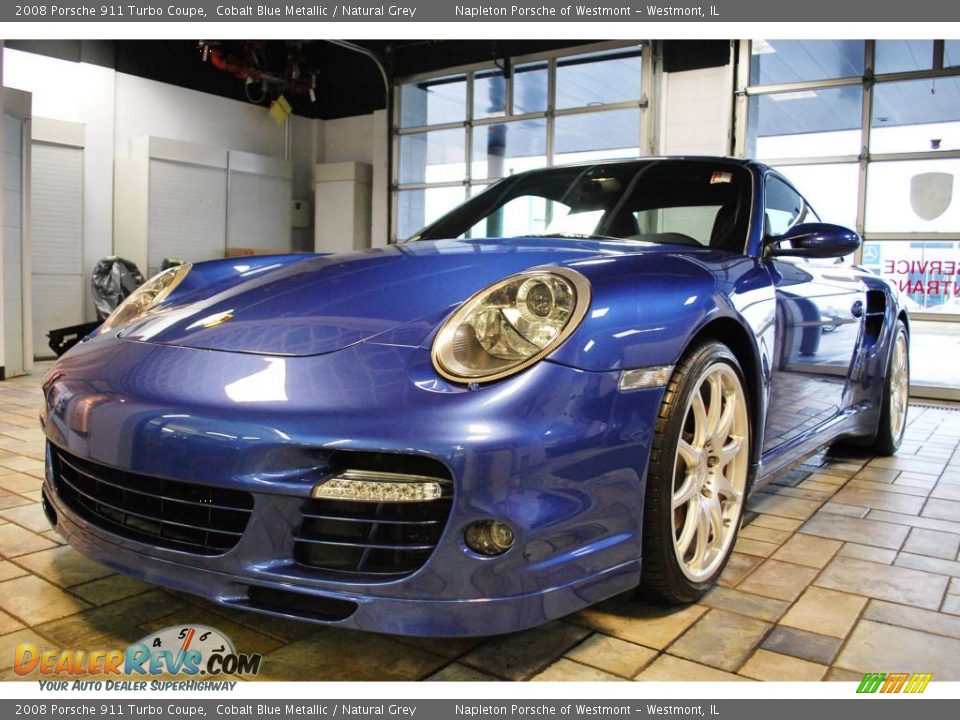 2008 Porsche 911 Turbo Coupe Cobalt Blue Metallic / Natural Grey Photo #1