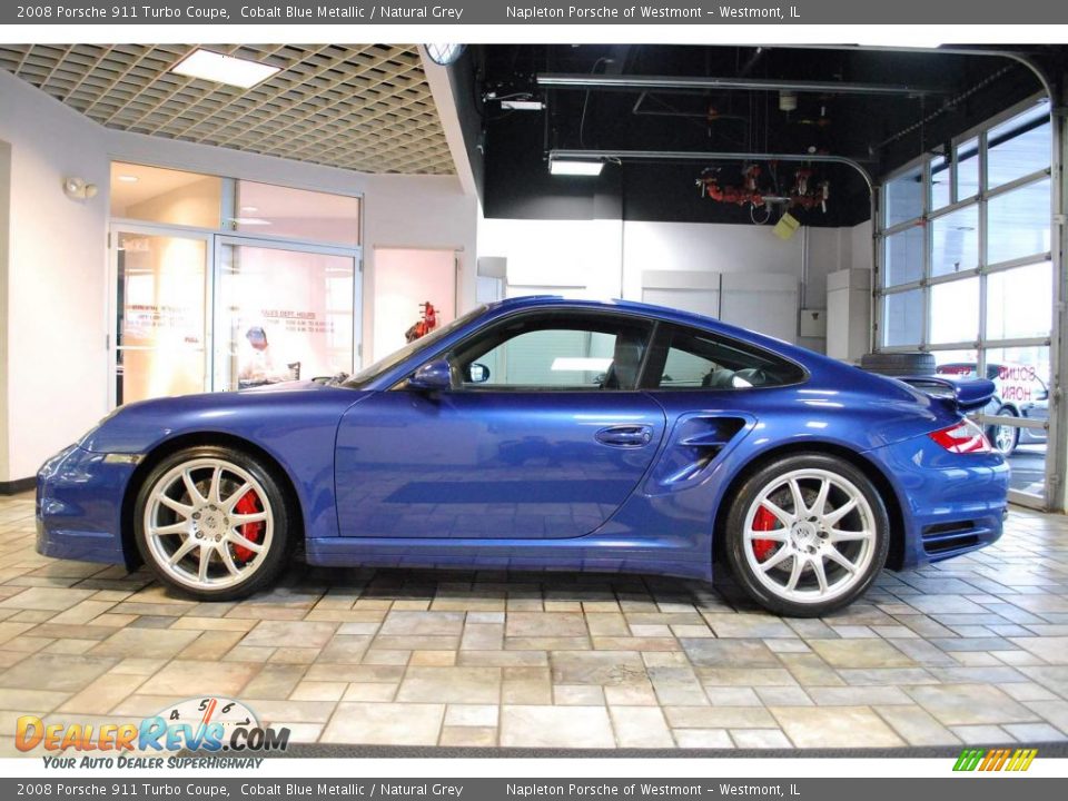 2008 Porsche 911 Turbo Coupe Cobalt Blue Metallic / Natural Grey Photo #3