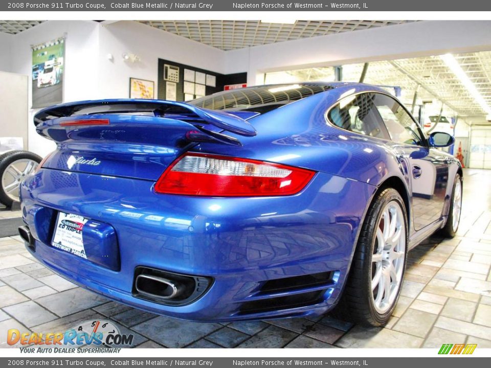 2008 Porsche 911 Turbo Coupe Cobalt Blue Metallic / Natural Grey Photo #6