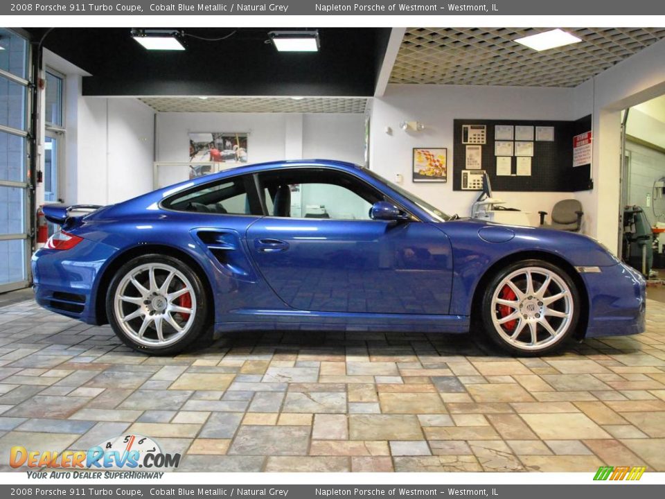 2008 Porsche 911 Turbo Coupe Cobalt Blue Metallic / Natural Grey Photo #7