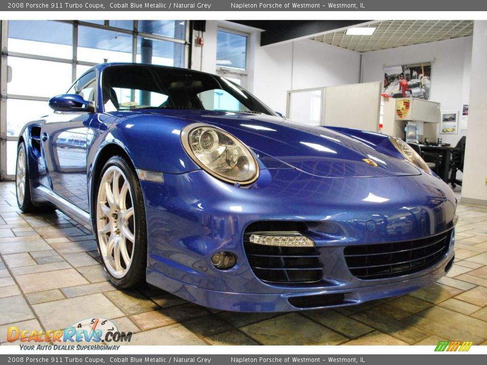 2008 Porsche 911 Turbo Coupe Cobalt Blue Metallic / Natural Grey Photo #8