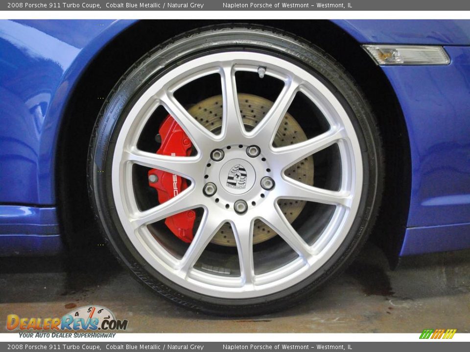 2008 Porsche 911 Turbo Coupe Cobalt Blue Metallic / Natural Grey Photo #14