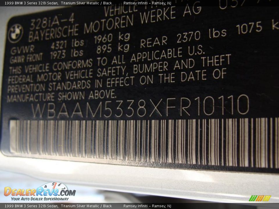 1999 BMW 3 Series 328i Sedan Titanium Silver Metallic / Black Photo #17