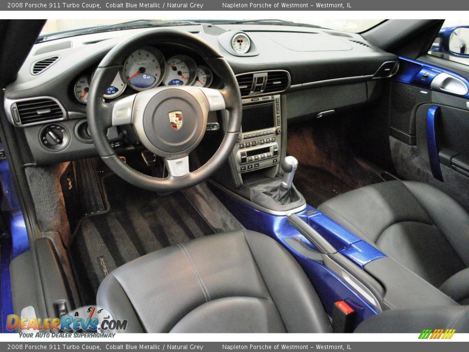 2008 Porsche 911 Turbo Coupe Cobalt Blue Metallic / Natural Grey Photo #16