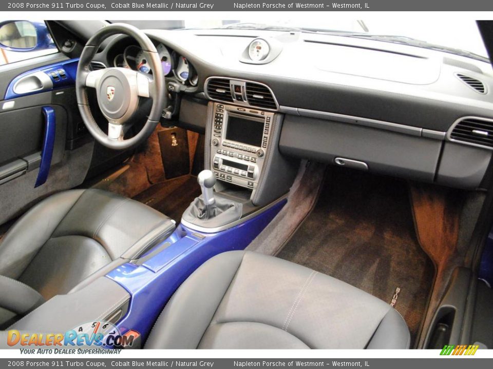 2008 Porsche 911 Turbo Coupe Cobalt Blue Metallic / Natural Grey Photo #17