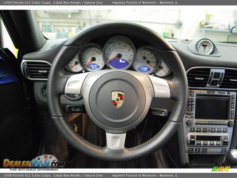 2008 Porsche 911 Turbo Coupe Cobalt Blue Metallic / Natural Grey Photo #18