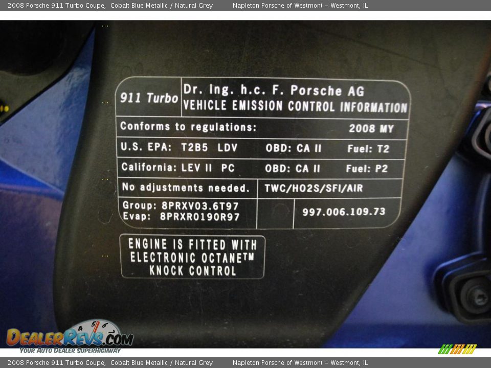 2008 Porsche 911 Turbo Coupe Cobalt Blue Metallic / Natural Grey Photo #29