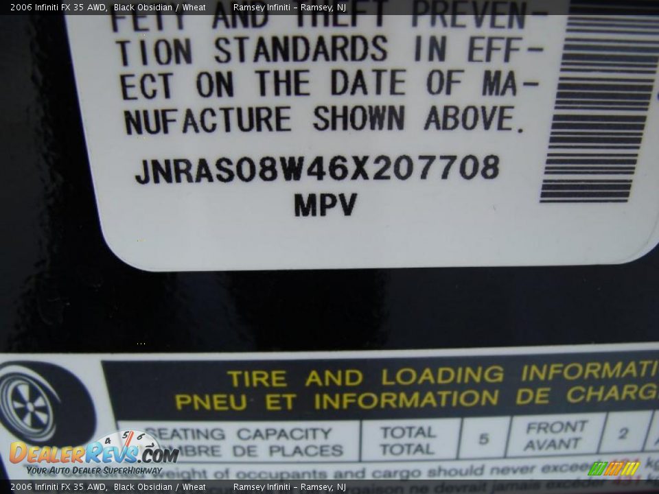 2006 Infiniti FX 35 AWD Black Obsidian / Wheat Photo #16