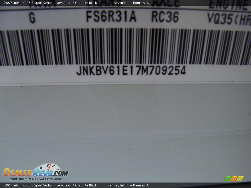 2007 Infiniti G 35 S Sport Sedan Ivory Pearl / Graphite Black Photo #16