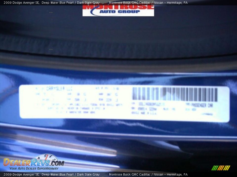 2009 Dodge Avenger SE Deep Water Blue Pearl / Dark Slate Gray Photo #11