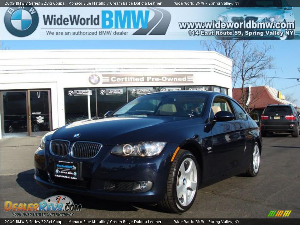 2009 BMW 3 Series 328xi Coupe Monaco Blue Metallic / Cream Beige Dakota Leather Photo #1