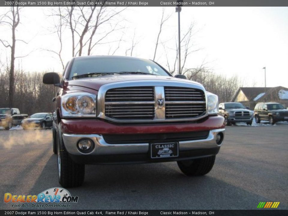 2007 Dodge Ram 1500 Big Horn Edition Quad Cab 4x4 Flame Red / Khaki Beige Photo #2