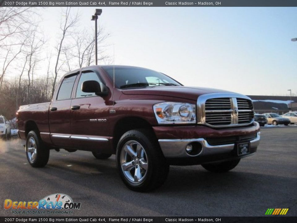 2007 Dodge Ram 1500 Big Horn Edition Quad Cab 4x4 Flame Red / Khaki Beige Photo #3