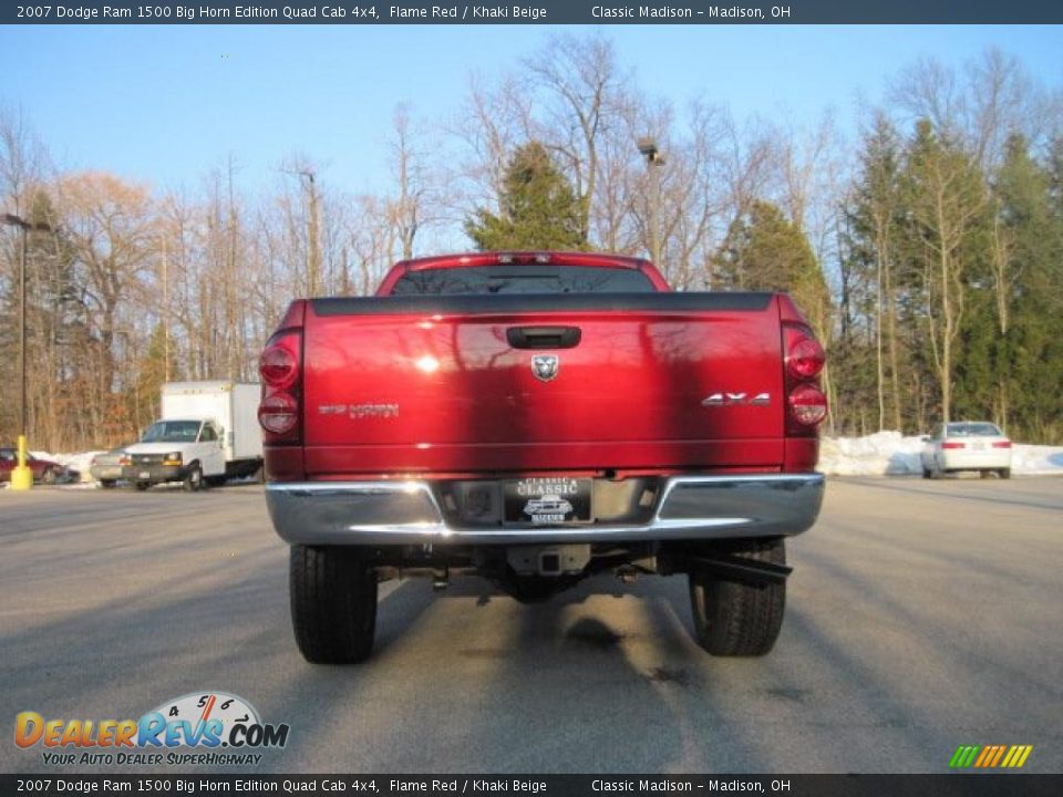2007 Dodge Ram 1500 Big Horn Edition Quad Cab 4x4 Flame Red / Khaki Beige Photo #5
