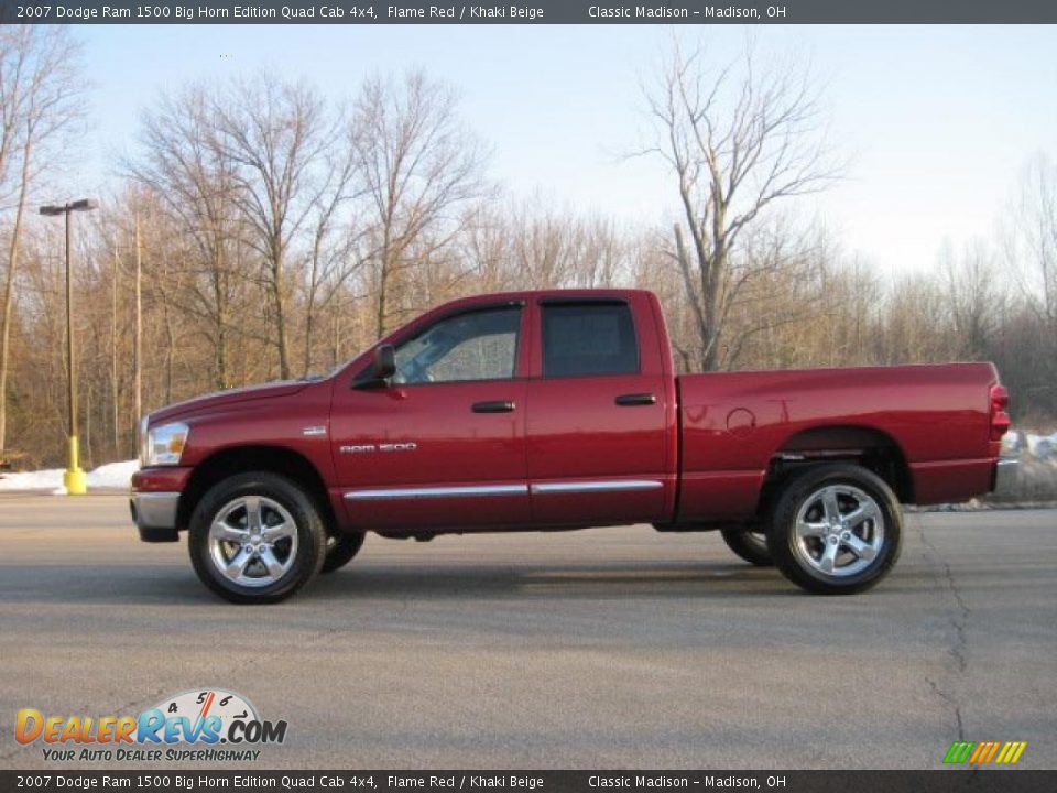 2007 Dodge Ram 1500 Big Horn Edition Quad Cab 4x4 Flame Red / Khaki Beige Photo #6