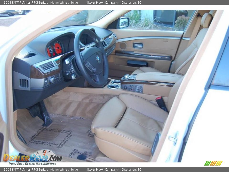 2008 BMW 7 Series 750i Sedan Alpine White / Beige Photo #5