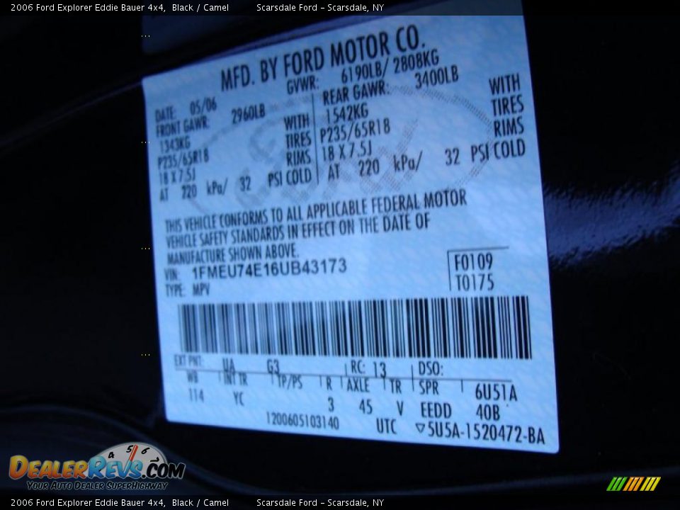 2006 Ford Explorer Eddie Bauer 4x4 Black / Camel Photo #25