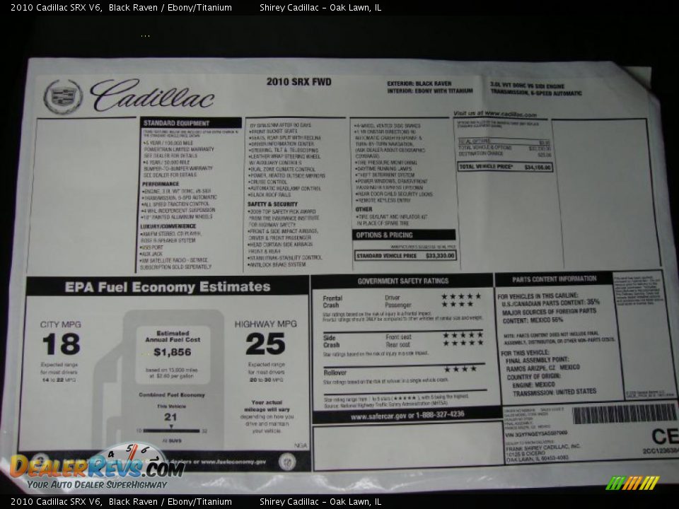 2010 Cadillac SRX V6 Black Raven / Ebony/Titanium Photo #9