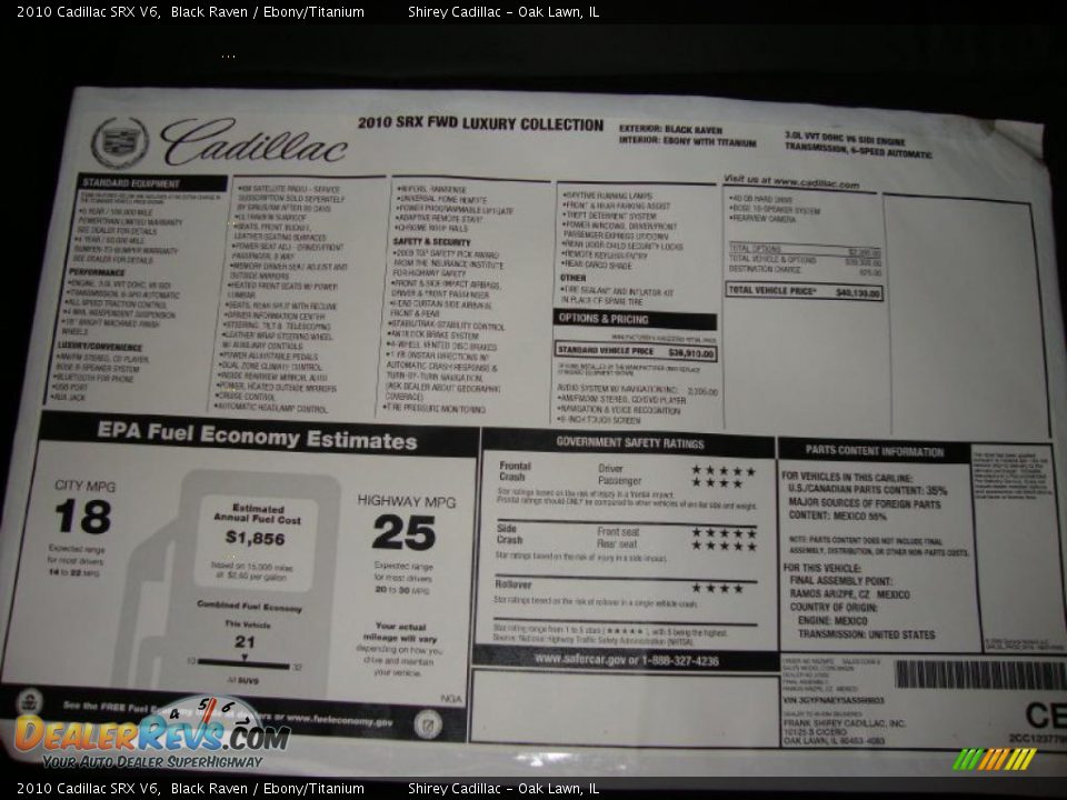 2010 Cadillac SRX V6 Black Raven / Ebony/Titanium Photo #9