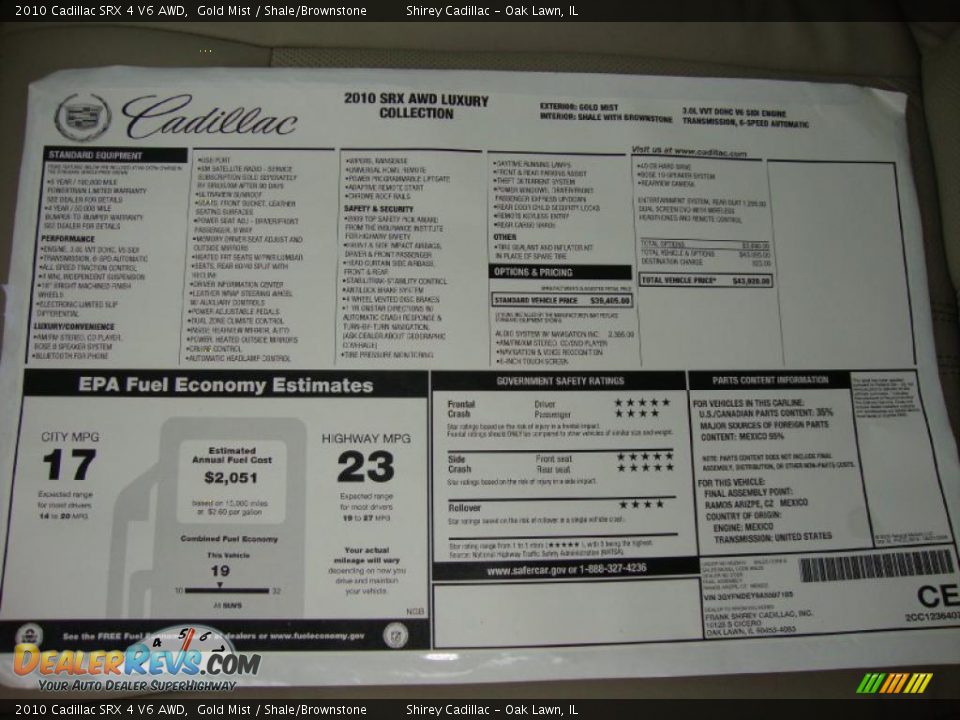 2010 Cadillac SRX 4 V6 AWD Gold Mist / Shale/Brownstone Photo #9