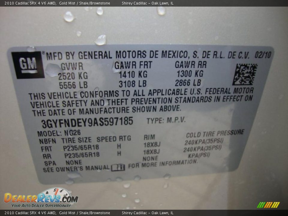 2010 Cadillac SRX 4 V6 AWD Gold Mist / Shale/Brownstone Photo #15