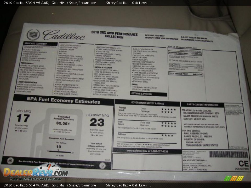 2010 Cadillac SRX 4 V6 AWD Gold Mist / Shale/Brownstone Photo #9