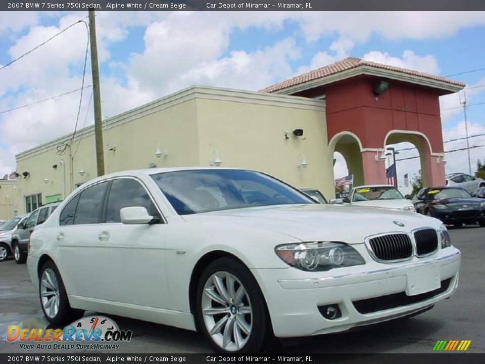 2007 BMW 7 Series 750i Sedan Alpine White / Cream Beige Photo #1