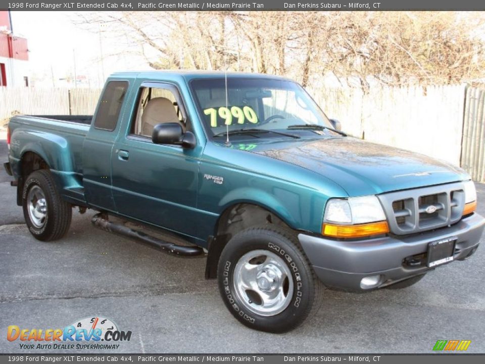 1998 Ford Ranger XLT Extended Cab 4x4 Pacific Green Metallic / Medium Prairie Tan Photo #3