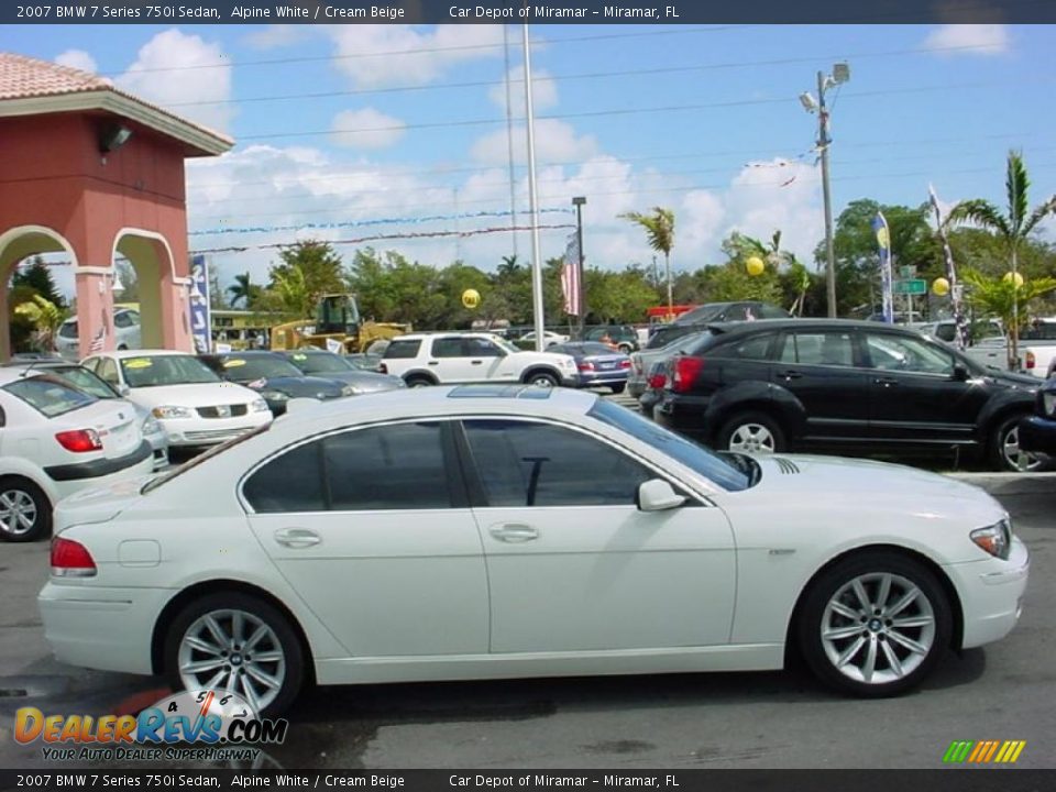 2007 BMW 7 Series 750i Sedan Alpine White / Cream Beige Photo #2