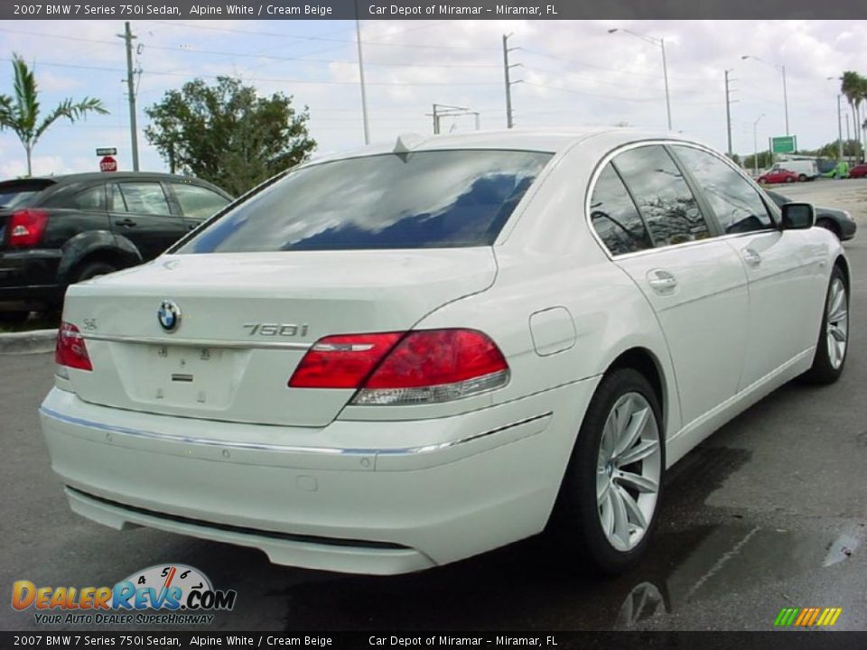 2007 BMW 7 Series 750i Sedan Alpine White / Cream Beige Photo #3